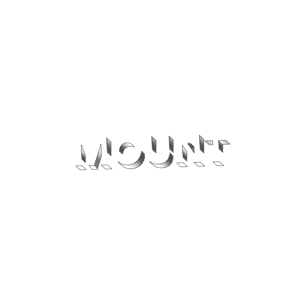 Mount rendered as floating dimensional letterforms